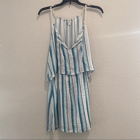 Spendid Tank Tiered Striped Blue White Dress - Picture 1 of 3